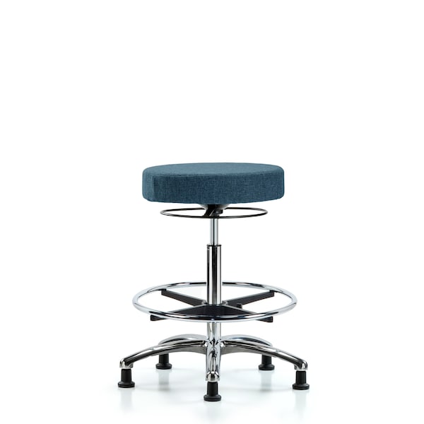 Bench Stool, Hi, Fabric, Chrom, CF, Glids, Blu