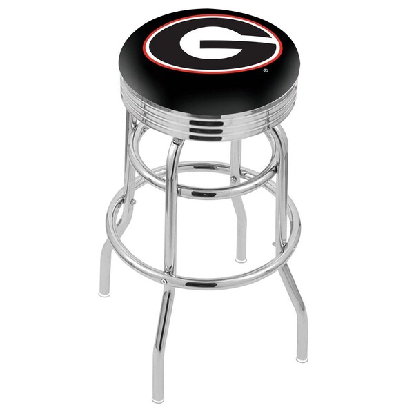 25" Chrome 2-Ring Georgia "G" Swivel Bar Stool, Accent Ring