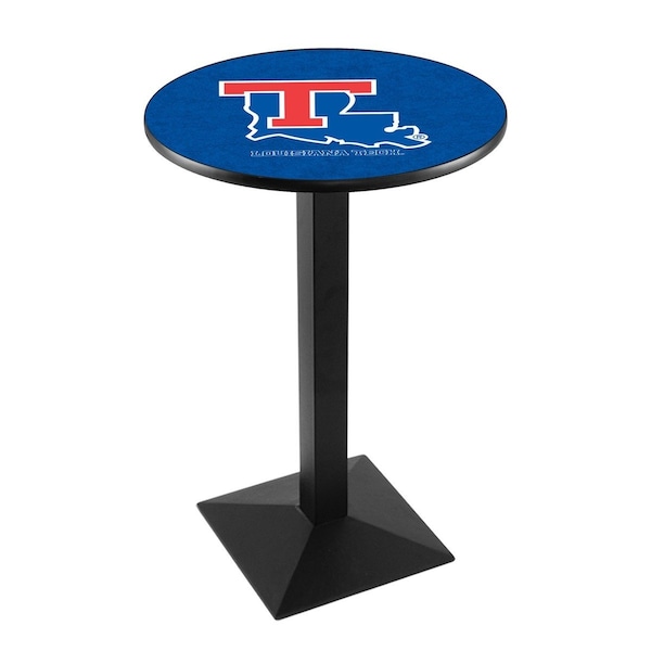 42" Blk Wrinkle Louisiana Tech Pub Table, 36" dia. Top