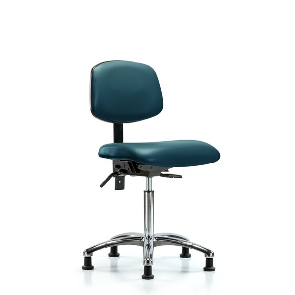 Vinyl Chair Chrome, Med Bench, Glides, Royal