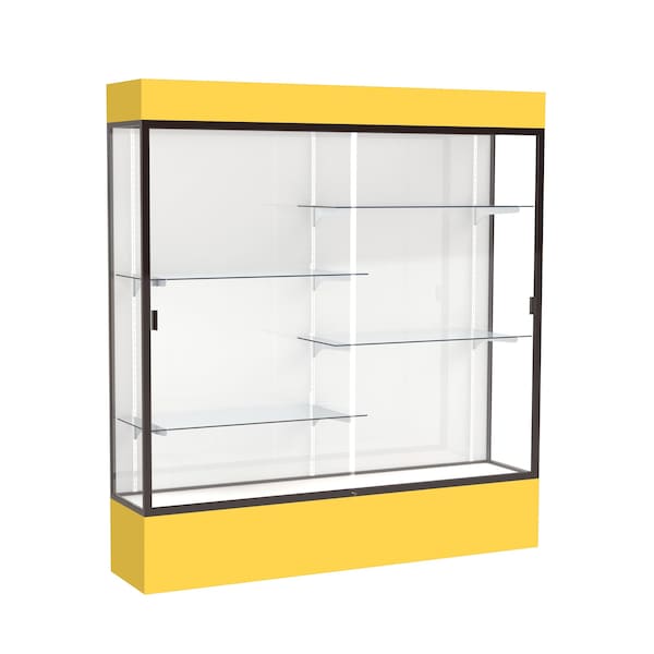 Lighted Floor Display Case 72x80x16, White, Bronze