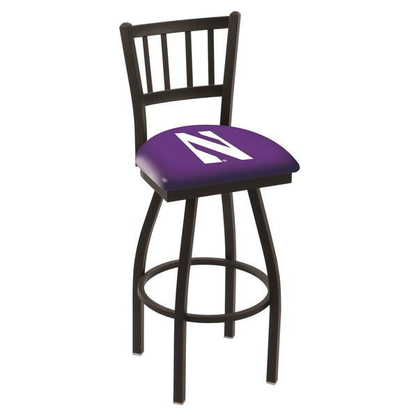 25" Blk Wrinkle Northwestern Swivel Bar Stool, Jailhouse Back
