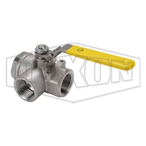 3-Way Diverting Ball Valve, 1 in Nominal, FNPT End Style, Stainless Steel Body, Standard Port