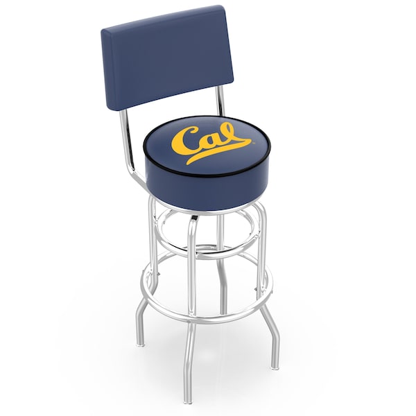 25" Chrome 2-Ring Cal Swivel Bar Stool, Back