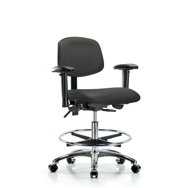 Chair, Vin, Med Bench, Chr AA CF Cast, Gry, 6-Way Adjustable, 22" to 29" Height, Charcoal