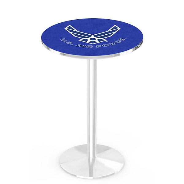 42" Chrome U.S. Air Force Pub Table, 36" dia. Top