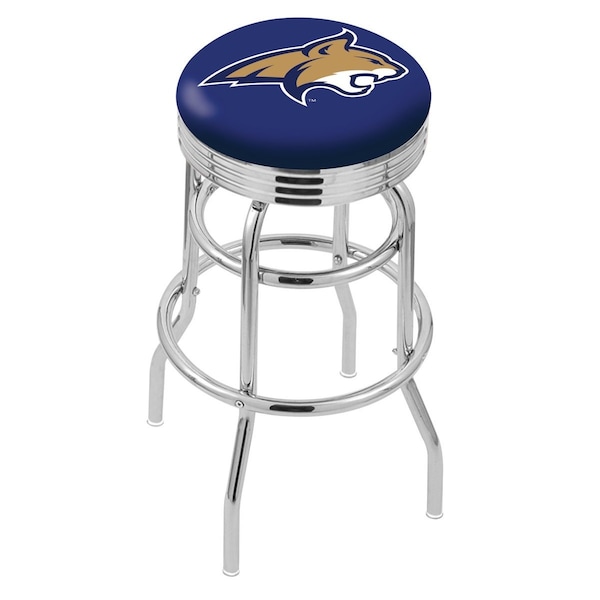25" Chrome 2-Ring Montana State Swivel Bar Stool, Accent Ring