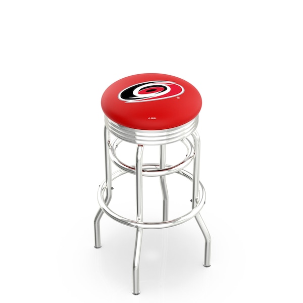 25" Chrome 2-Ring Carolina Hurricanes Swivel Bar Stool, Accent Ring