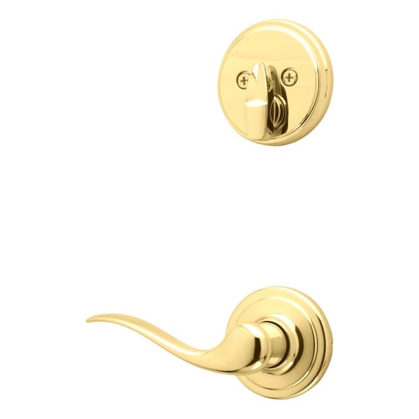 Left Hand Single Cylinder Interior Tustin Lever Trim Bright Brass Finish