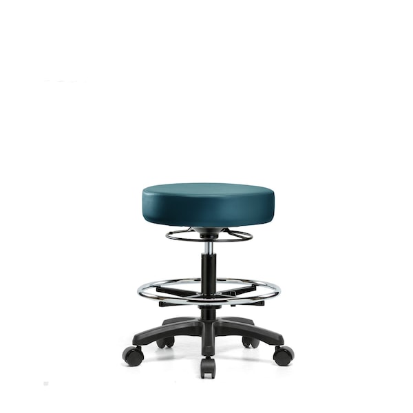 Vinyl Mini-Stool, Med Bench, CF, Casters, Royal