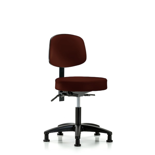 Desk Stool, Vinyl, Bk, Tilt, Glides, Burg