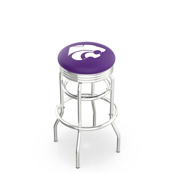 25" Chrome 2-Ring Kansas State Swivel Bar Stool, Accent Ring