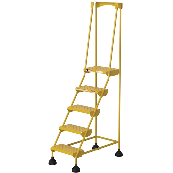 82.4375 H Steel Commercial Spring Loaded Rolling Ladder, 5 Steps