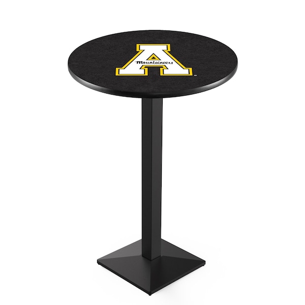 42" Blk Wrinkle Appalachian State Pub Table, 36" dia. Top