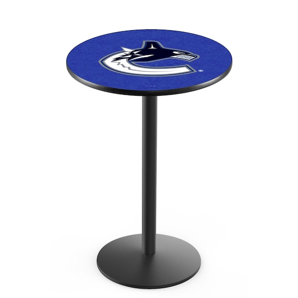 42" Blk Wrinkle Vancouver Canucks Pub Table, 36" dia. Top