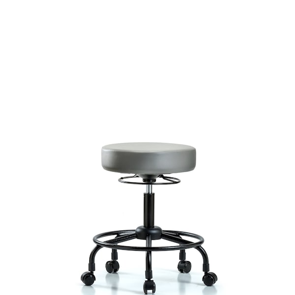 Vinyl Stool, Desk, Round Tube Base, Casters, Sterling