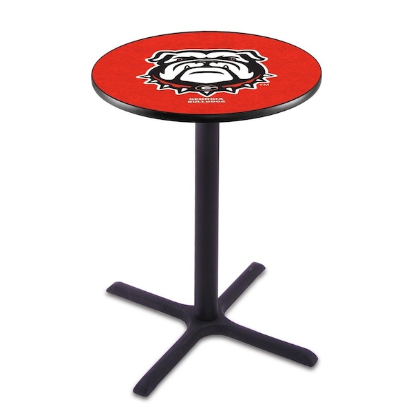 42" Blk Wrinkle Georgia "Bulldog" Pub Table, 36" dia. Top