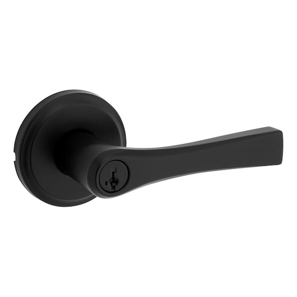 Katella Lever Entry Door Lock SmartKey with 6AL Latch and RCS Strike Matte Black Finish