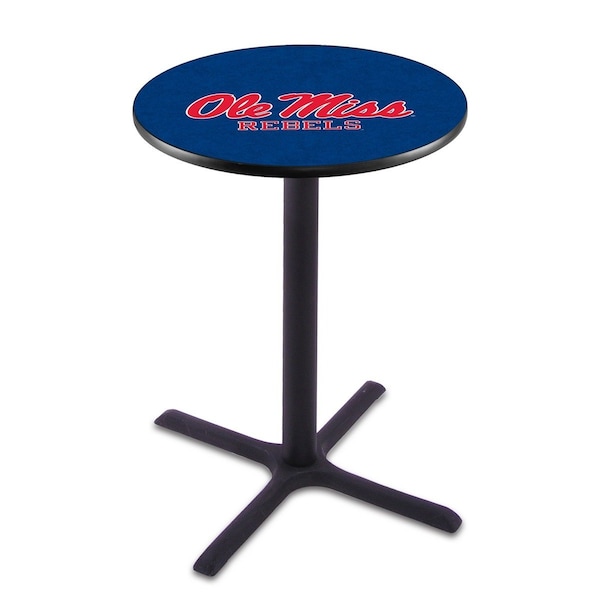 42" Blk Wrinkle Ole' Miss Pub Table, 36" dia. Top