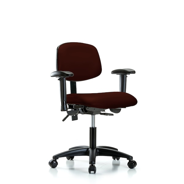 Desk Chair Desk Chair, Vinyl, AA Casters, Burg, Adjustable Arms, 18" to 23" Height, Vinyl, Burgundy