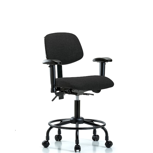 Desk Chair Desk Chair, Fabric, RT AA Casters, Blk, Adjustable Arms, 21" to 26" Height, Fabric, Black