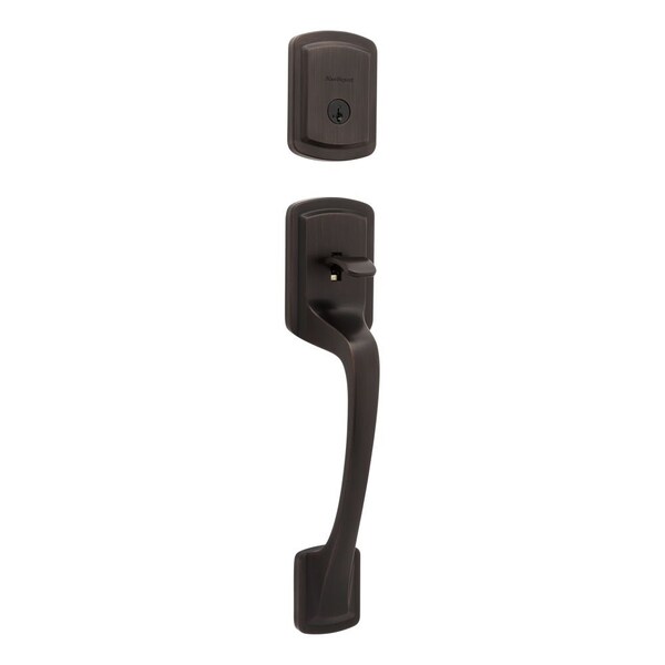 Single Cylinder Prague Exterior Handleset , SmartKey , RCAL Latch, RCS Strike Venetian Bronze Finish