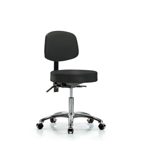 Desk Stool, Vin, Bk Chrome, Tilt, Cast, BLK