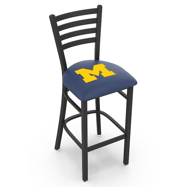 25" Blk Wrinkle Michigan Stationary Counter Stool, Ladder Back
