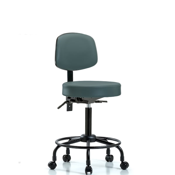 Med Bench Stool, Vin, Bk, RT, Tilt, Cast, Blu