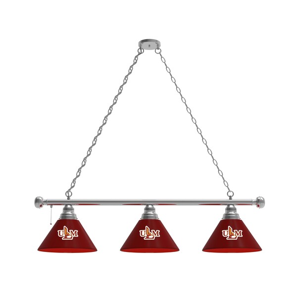 Louisiana-Monroe 3 Shade Billiard Light, Chrome Fixture