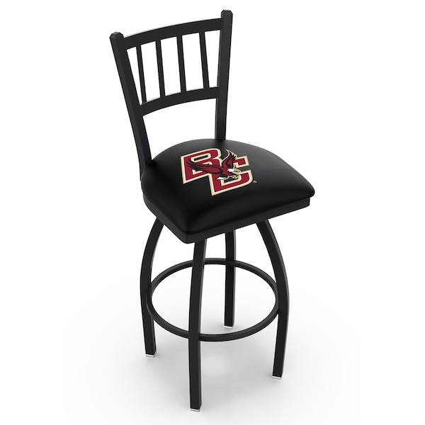 25" Blk Wrinkle Boston College Swivel Bar Stool, Jailhouse Back