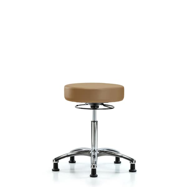 Bench Stool, Med, Chrom, Vinyl, Glides, Taupe