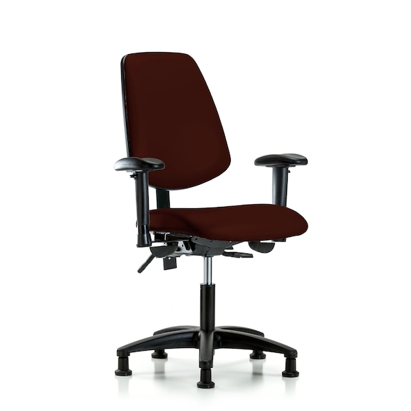 Desk Chair Adjustable Arms, 18" to 23" Height, Vinyl, Burgundy