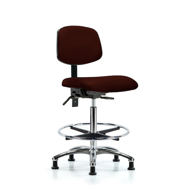 Chair, Vinyl, Hi Bench, Chr CF Glides, Burg, No Arms, 26" to 35-1/2" Height, Burgundy
