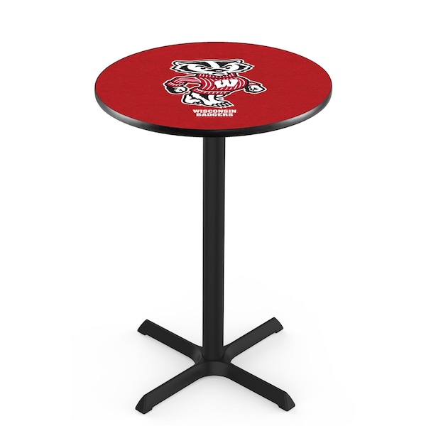 42" Blk Wrinkle Wisconsin "Badger" Pub Table, 36" dia. Top