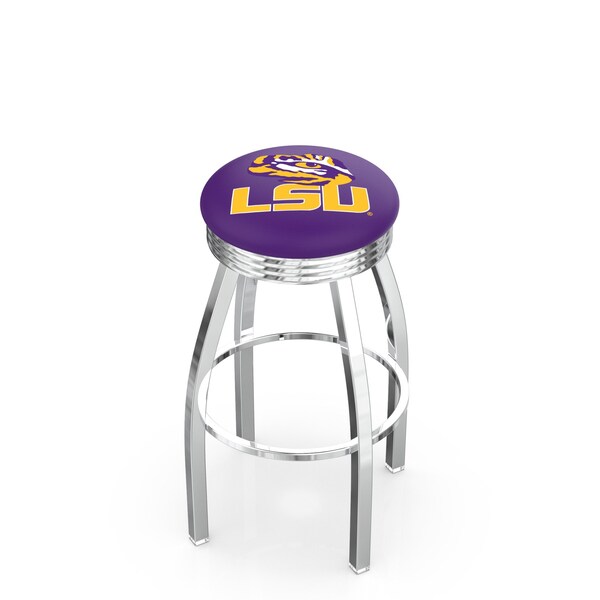 25" Chrome Louisiana State Swivel Bar Stool, Accent Ring