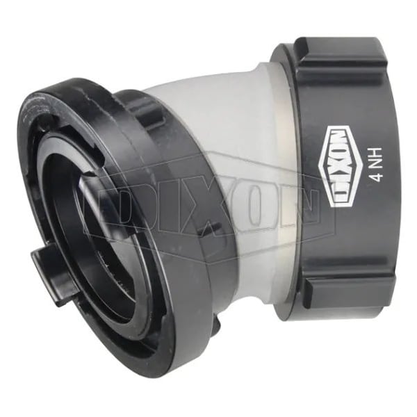 Rocker Lug Elbow with Buna-N Gasket, 4 x 6 in Nominal, Storz x Female NST NH Swivel End Style, Alu