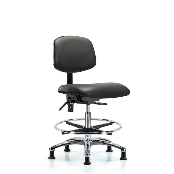Vinyl Chair Chrome, Med Bench, Tilt, Foot Ring, Casters, Carbon