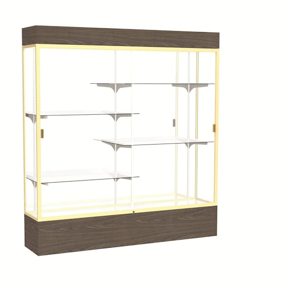 Lighted Floor Display Case 72x80x16, Mirror, Champange