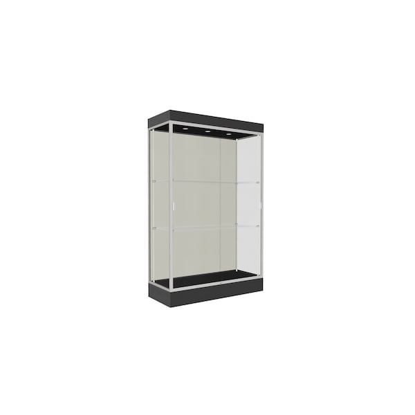Lighted Floor Display Case 48x76x20, 6" Base, Satin
