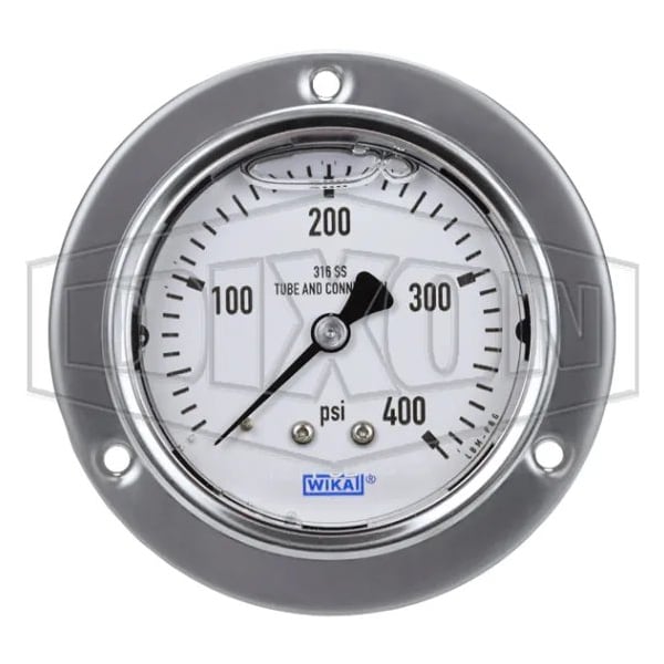 Panel Builder Gauge, 0 to 400 psi, 1/4 in Connection, 2-1/2 in Dial, +/- 2-1-2 %, Glycerin Liquid Fi