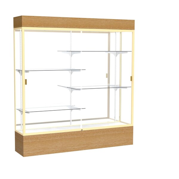 Lighted Floor Display Case 72x80x16, Mirror, Champange