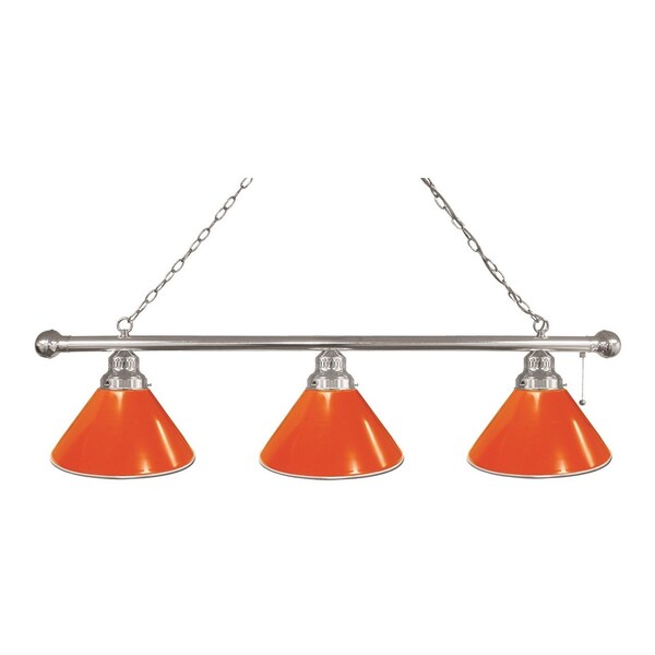 Orange 3 Shade Billiard Light, Chrome Fixture
