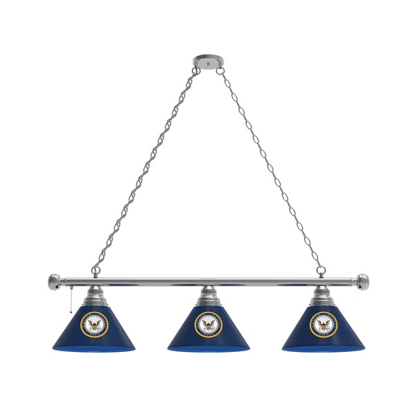 U.S. Navy 3 Shade Billiard Light, Chrome Fixture