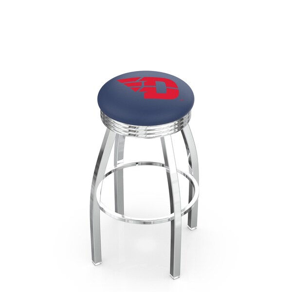 25" Chrome University of Dayton Swivel Bar Stool, Accent Ring