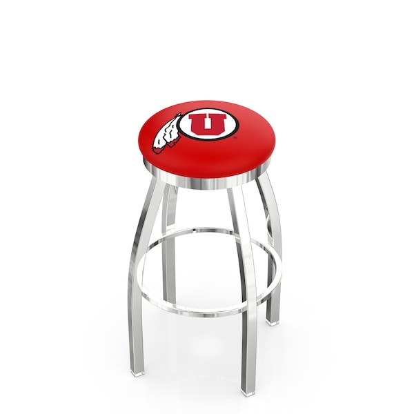 25" Chrome Utah Swivel Bar Stool, Accent Ring