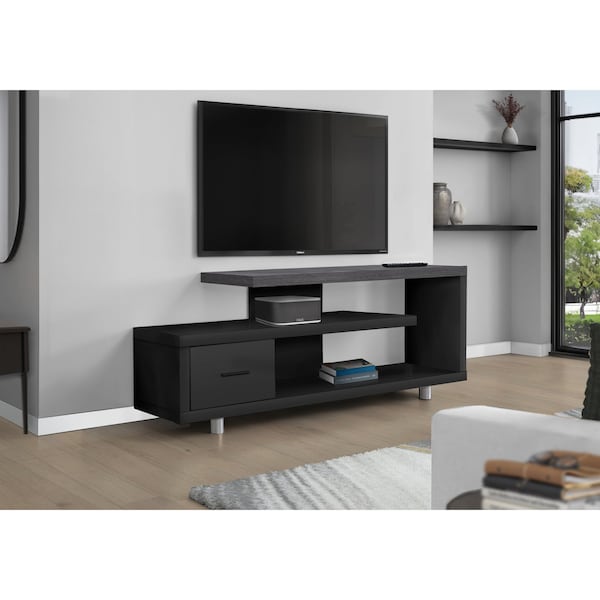 Tv Stand, 60 Inch, Console, Storage Cabinet, Living Room, Bedroom, Laminate, Black