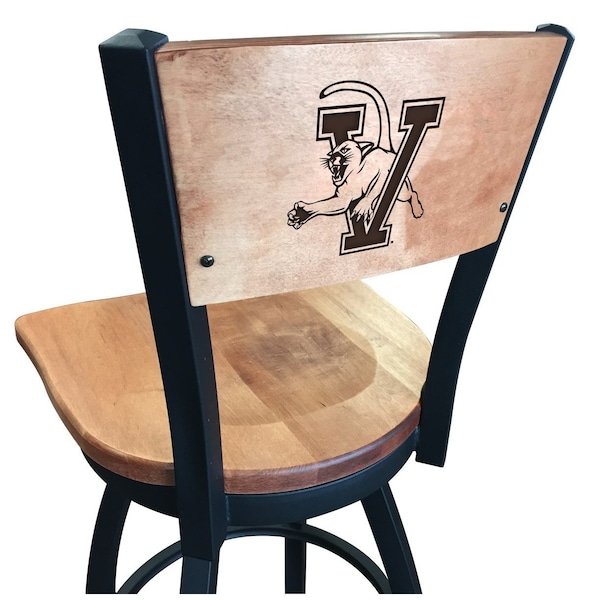 25" Blk Wrinkle Vermont Swivel Bar Stool, Laser Engraved Back