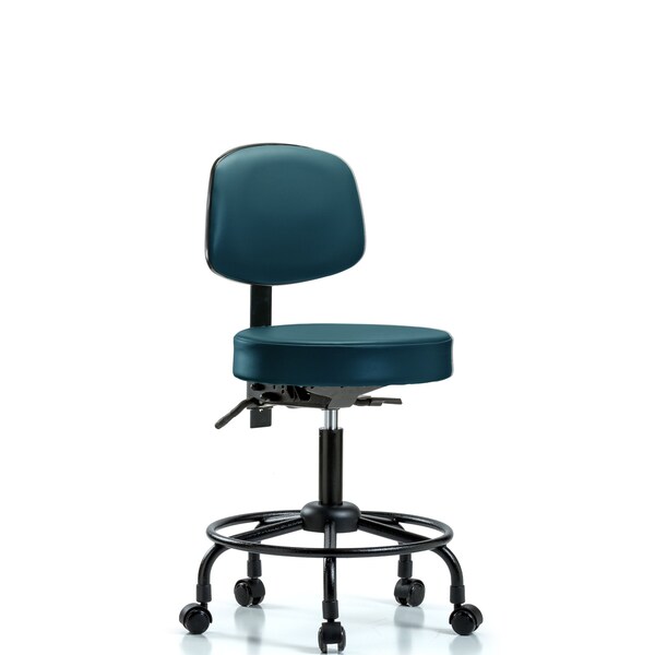 Vinyl Stool, Back, Desk, Round Tube Base, Casters, Royal