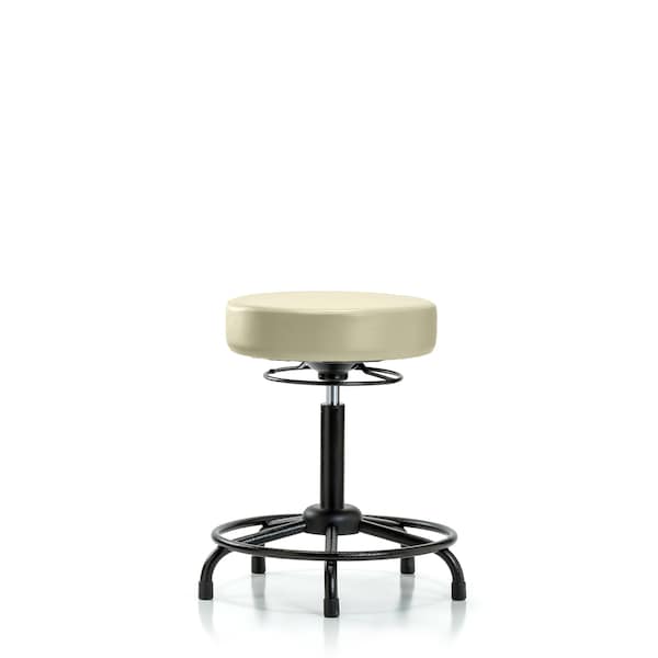 Bench Stool, Med, Vinyl, RT, Glides, Wht